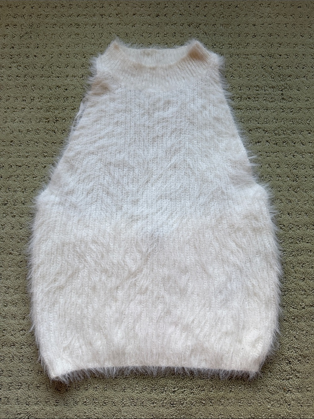 Zara Cream Fuzzy Sleeveless Turtleneck Sweater - Picture 1 of 2
